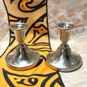 Vintage Pair of Preisner Genuine Pewter Candlesticks #2164 Candle Stick Holders.